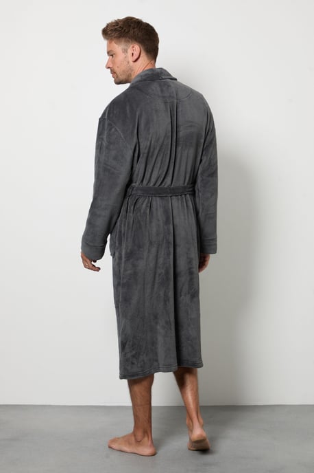 Charcoal Grey Shawl Collar Dressing Gown - Image 3