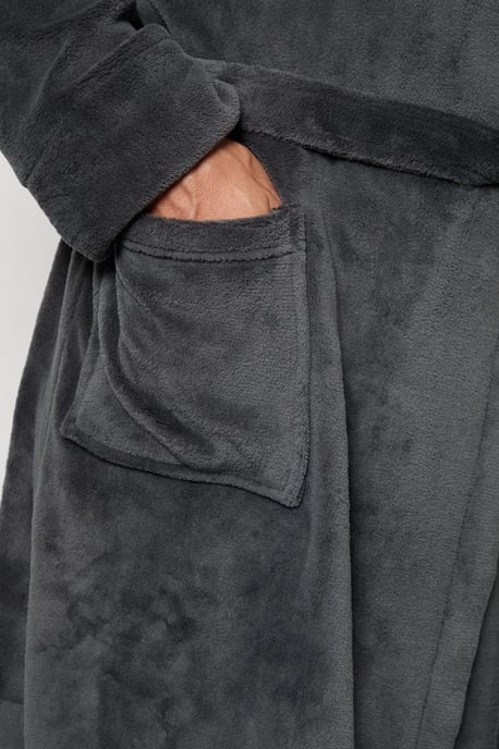 Charcoal Grey Shawl Collar Dressing Gown - Image 4