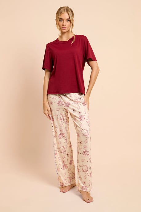 Graphic Tee and Trousers PJ Set - Image 1