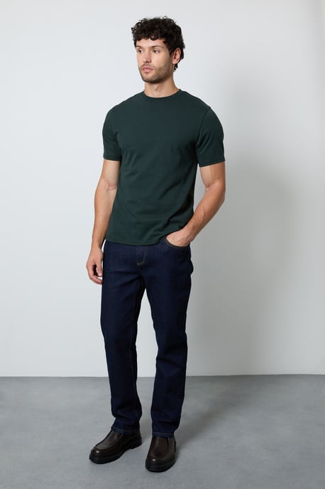 Dark Green Plain Crew Neck T-shirt - Image 4