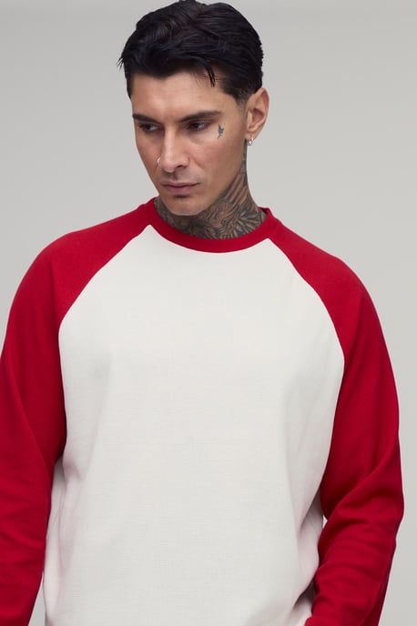 Tall Oversized Boxy Heavyweight Waffle Raglan Long Sleeve T-shirt - Image 4