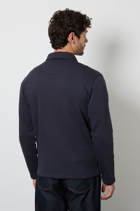 Navy Zip Through Jersey Overshirt - Image 3