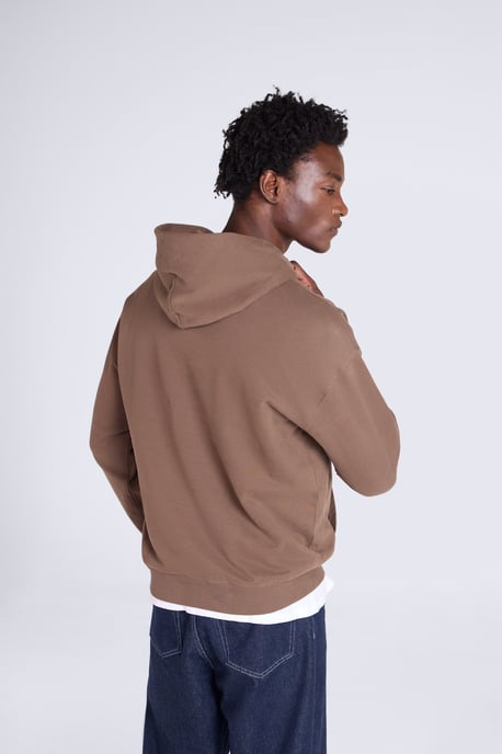 'Icon' Men's Logo Drop Shoulder Hoodie with Kangaroo Pocket Warm Sweatshirt Brown - Image 4