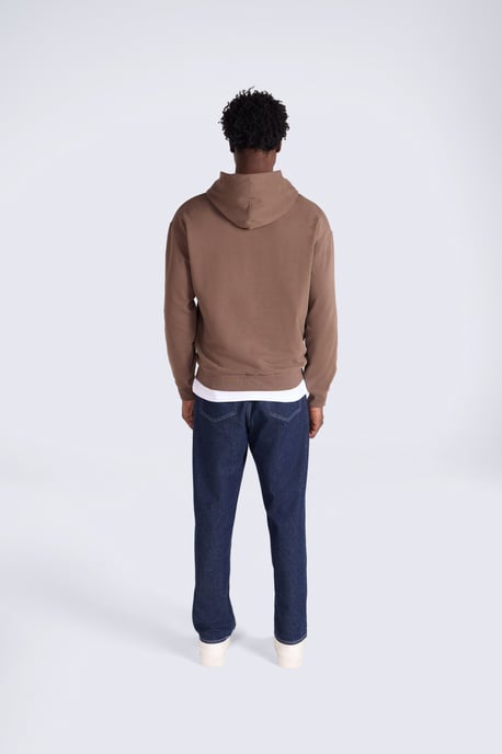 'Icon' Men's Logo Drop Shoulder Hoodie with Kangaroo Pocket Warm Sweatshirt Brown - Image 5