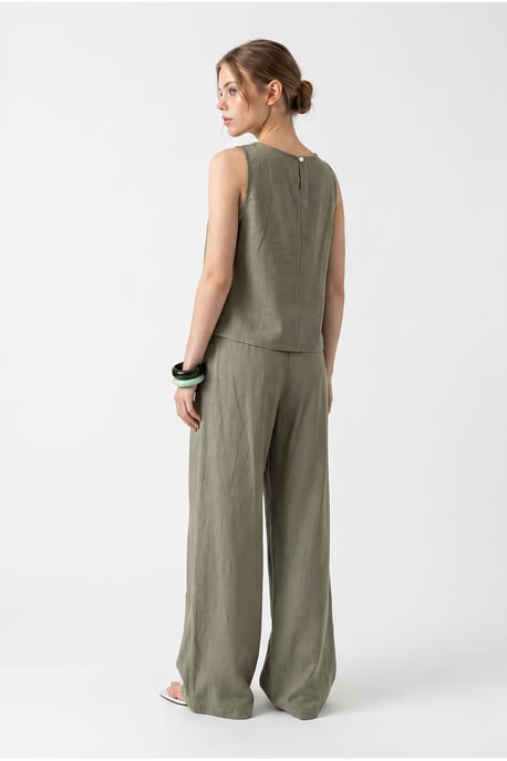 Hoogwaisted Mouwloze Linnen Gemengd Twee-Delige Set - Image 6