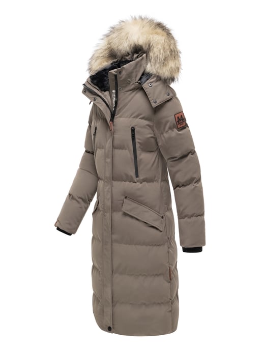 Marikoo women’s winter coat – Schneesternchen, long with hood & faux fur collar - Image 3
