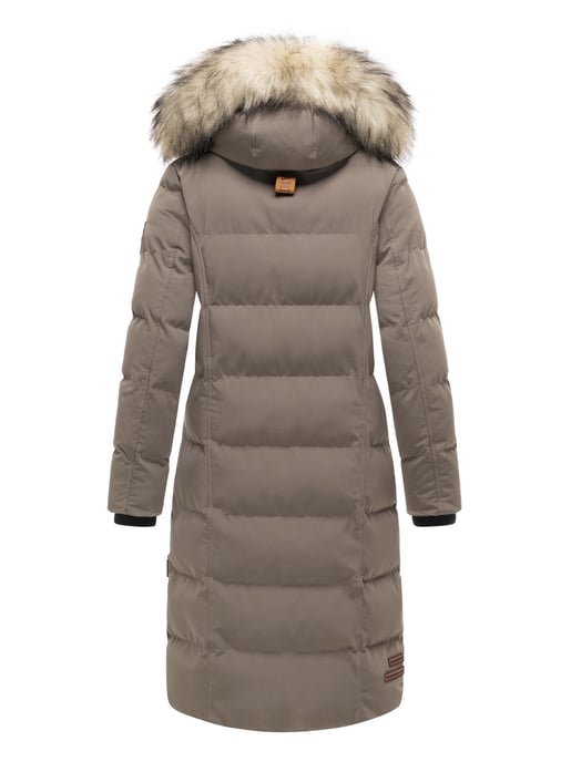 Marikoo women’s winter coat – Schneesternchen, long with hood & faux fur collar - Image 4
