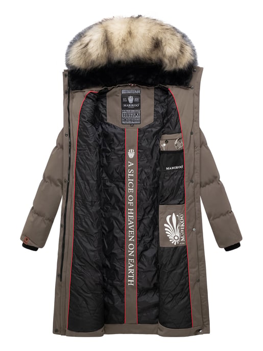 Marikoo women’s winter coat – Schneesternchen, long with hood & faux fur collar - Image 5