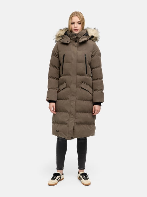 Marikoo women’s winter coat – Schneesternchen, long with hood & faux fur collar - Image 6