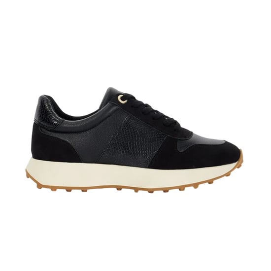 Dune London Womens/Ladies Snake Print Leather Trainers (Black) - Image 1
