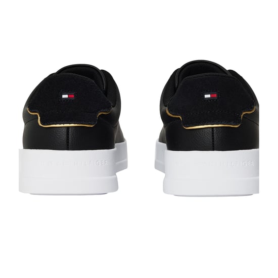 Tommy Hilfiger Heren-sportschoenen van 'Pebble Grain Court'-leer (Zwart/Goud) - Image 2