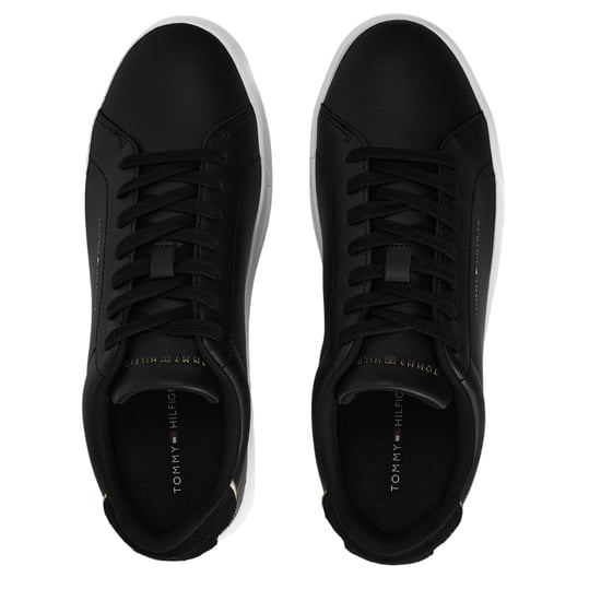 Tommy Hilfiger Heren-sportschoenen van 'Pebble Grain Court'-leer (Zwart/Goud) - Image 4
