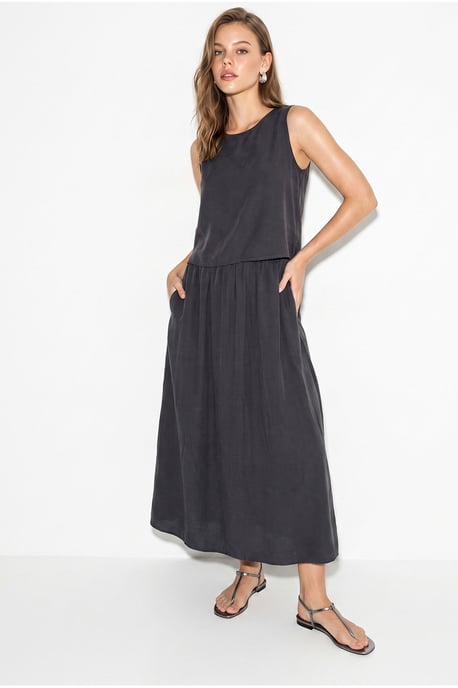 Sleeveless Scoop Neck Tank Top and Midi Skirt Co-Ord Set - Image 1