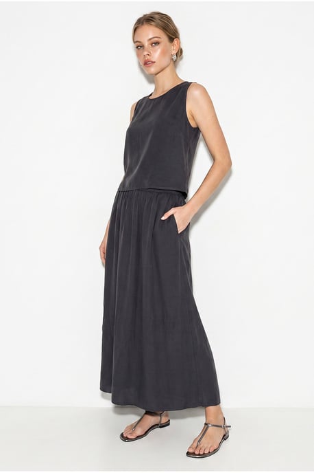 Sleeveless Scoop Neck Tank Top and Midi Skirt Co-Ord Set - Image 2