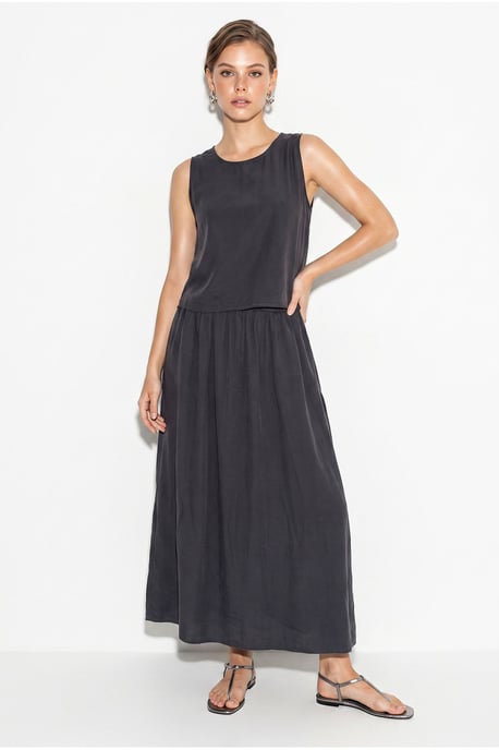 Sleeveless Scoop Neck Tank Top and Midi Skirt Co-Ord Set - Image 3