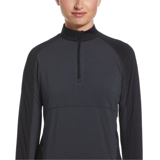 Women's Callaway Zip Neck Raglan Sleeve Tech Midlayer Top in Ebony Heather - Image 1