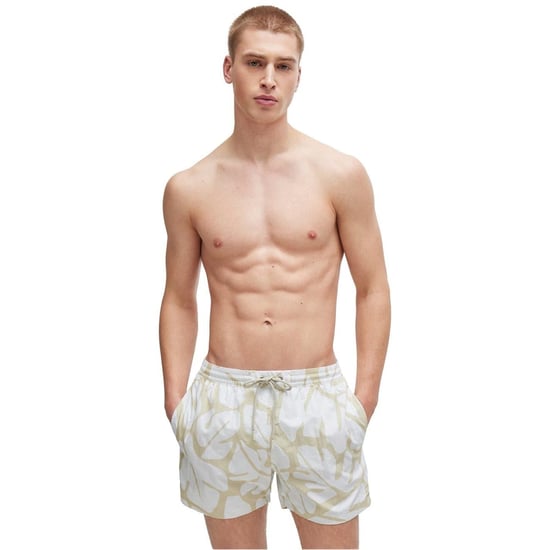 Men's Boss Bari Quick-Dry Swim Shorts in White - Image 4