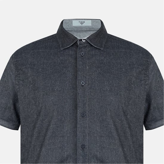 Men's Firetrap Regular Fit Short Sleeve Shirt in Grey - Image 4