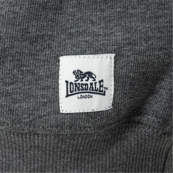 Men's Lonsdale Regular Fit Long Sleeve Crew Neck Sweatshirt in DK. Grey Marl - Image 5