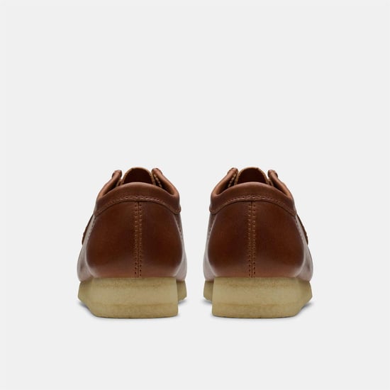 Men's Clarks Wallabee Moc Toe Lace Up Boat Shoes in Tan Leather - Image 5