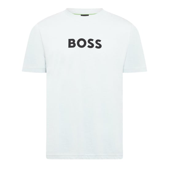 Men's Boss Wordmark Printed Logo Crew Neck Short Sleeve T-Shirt in Turquoise/Aqua - Image 1