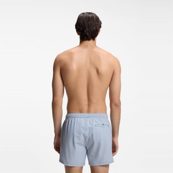Men's Hugo Velvetfish Vertical Stripe Swim Shorts in Open Blue - Image 3