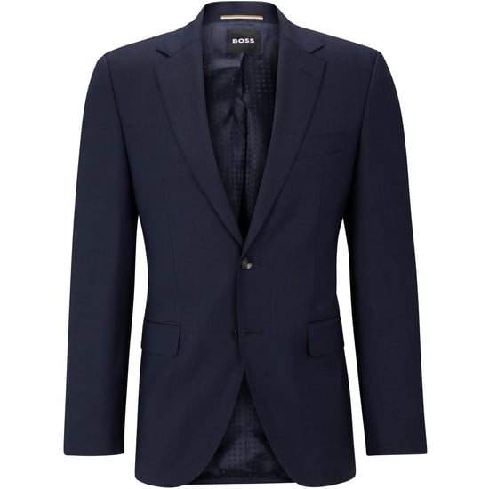 Men's Boss Jeckson Solid Patterned Notch Collared Suit Jacket in Blue - Image 4