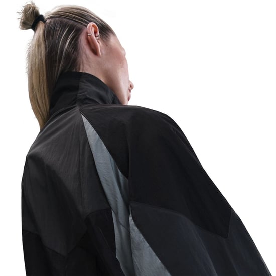 Women's Nike Bold Logo High Neck Raglan Sleeve Oversized Athletic Top in Black/Dk Smok - Image 2