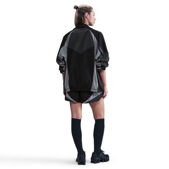 Women's Nike Bold Logo High Neck Raglan Sleeve Oversized Athletic Top in Black/Dk Smok - Image 5