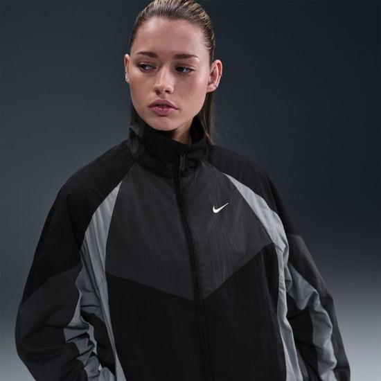 Women's Nike Bold Logo High Neck Raglan Sleeve Oversized Athletic Top in Black/Dk Smok - Image 6