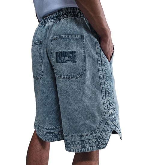 Men's Nike Denim Acid Wash Baggy Fit Shorts in Blue Grey/(Pa - Image 2