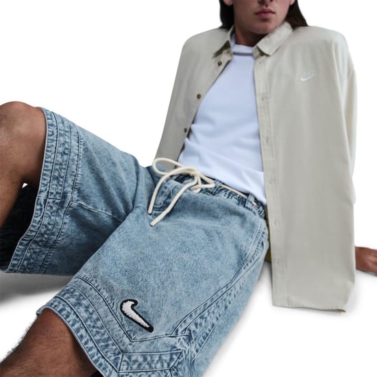 Men's Nike Denim Acid Wash Baggy Fit Shorts in Blue Grey/(Pa - Image 3