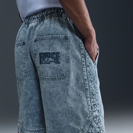 Men's Nike Denim Acid Wash Baggy Fit Shorts in Blue Grey/(Pa - Image 4
