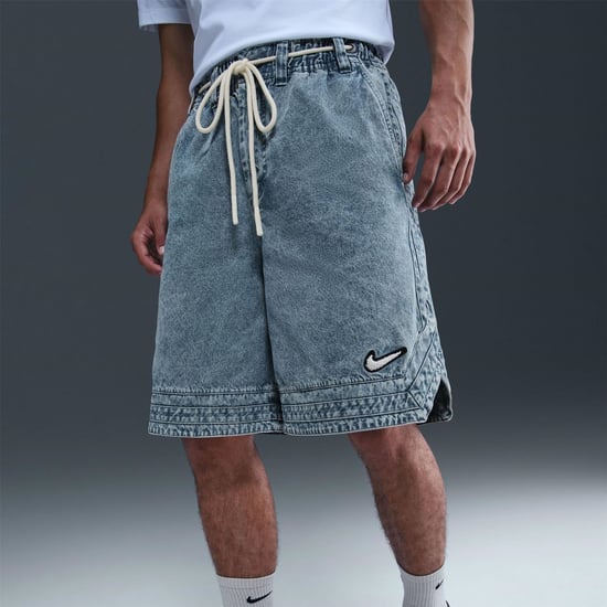 Men's Nike Denim Acid Wash Baggy Fit Shorts in Blue Grey/(Pa - Image 5
