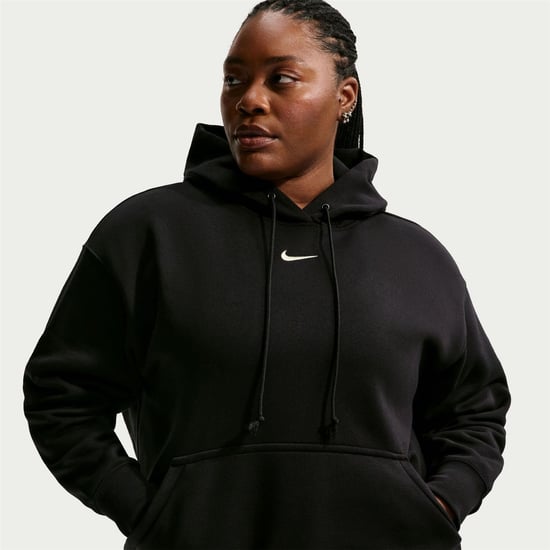 Women's Nike Bold Logo Hooded Neck Long Sleeve Relaxed Fit Sweatshirt in Black/(Sail) - Image 1