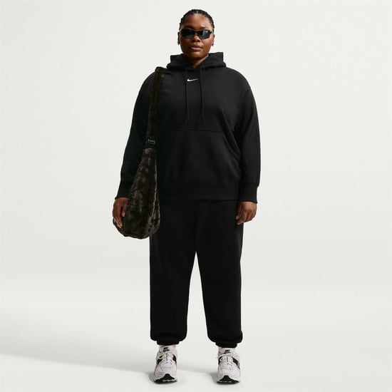 Women's Nike Bold Logo Hooded Neck Long Sleeve Relaxed Fit Sweatshirt in Black/(Sail) - Image 5