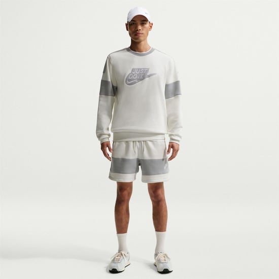 Men's Nike Wordmark Back Neck Logo Crew Neck Long Sleeve Sweatshirt in Sail/Lt Smoke - Image 4