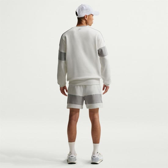 Men's Nike Wordmark Back Neck Logo Crew Neck Long Sleeve Sweatshirt in Sail/Lt Smoke - Image 5