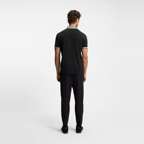 Men's Boss Wordmark Collared Neck Short Sleeve Regular Fit Polo Shirt in Black - Image 3