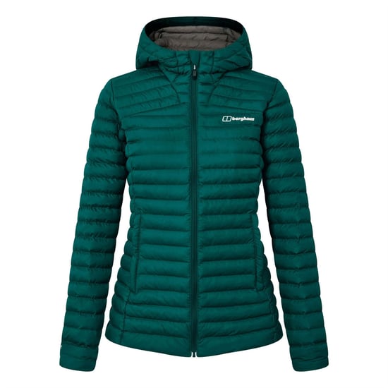 Women's Berghaus Nula Solid Patterned Hooded Puffer Jacket with Woven Cuff in OFF PEAK - Image 1