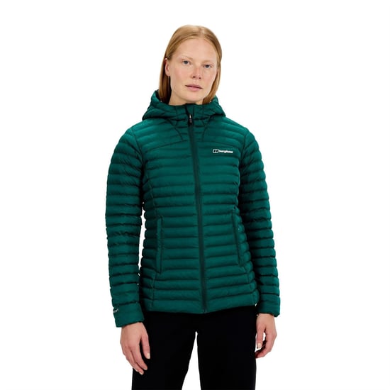 Women's Berghaus Nula Solid Patterned Hooded Puffer Jacket with Woven Cuff in OFF PEAK - Image 3