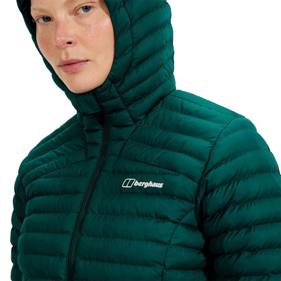 Women's Berghaus Nula Solid Patterned Hooded Puffer Jacket with Woven Cuff in OFF PEAK - Image 5