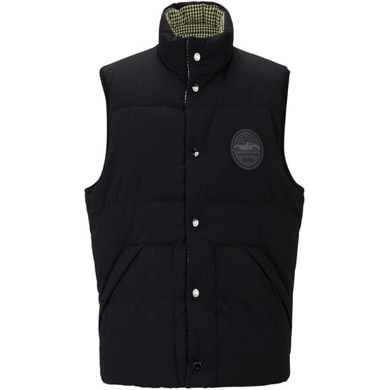 Men's Boss Solid Patterned Regular Fit Gilet in Black - Image 4