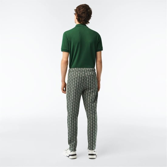 Men's Lacoste Geometric Patterned Regular Fit Straight Pants in Green/Wood - Image 3
