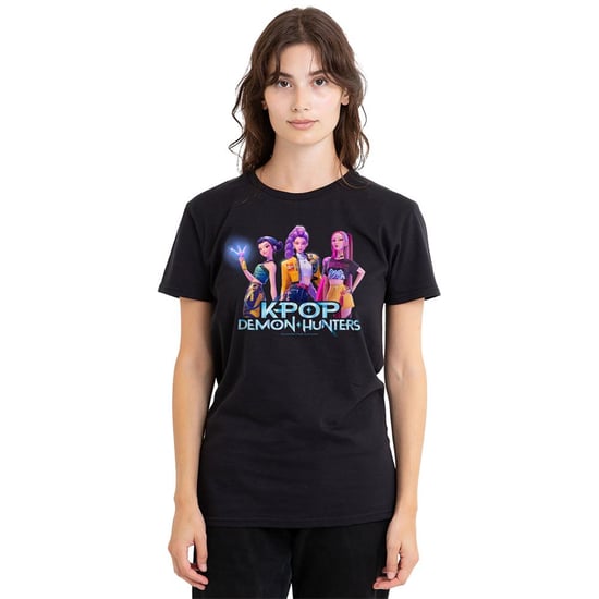 K-Pop Demon Hunters Womens/Ladies Huntrix Group T-Shirt (Black) - Image 4