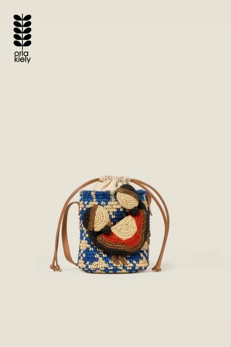 Blue Crab And Houndstooth Bucket Bag - Sea Blue - Image 1