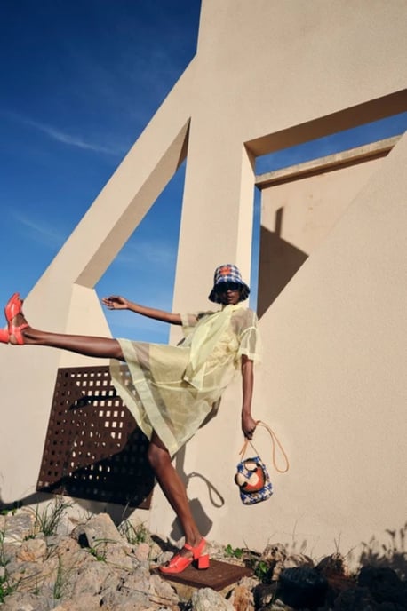 Blue Crab And Houndstooth Bucket Bag - Sea Blue - Image 2
