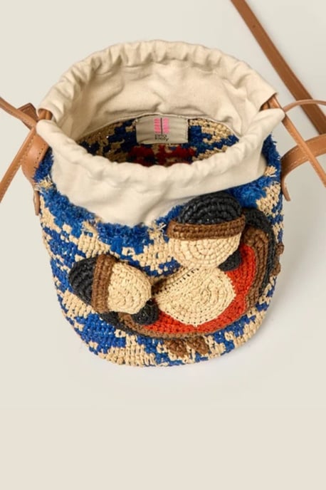 Blue Crab And Houndstooth Bucket Bag - Sea Blue - Image 3