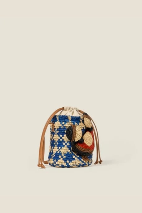 Blue Crab And Houndstooth Bucket Bag - Sea Blue - Image 4