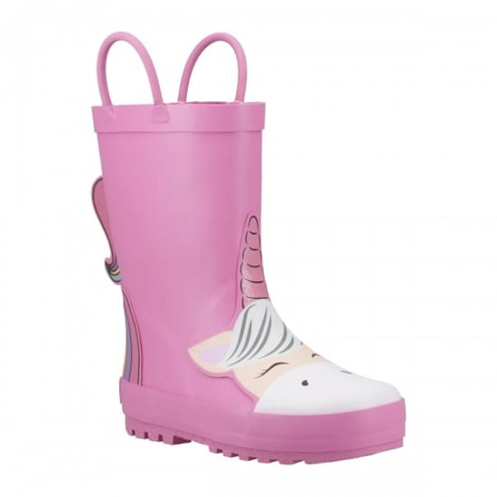 Cotswold Childrens/Kids Puddle Unicorn 3D Wellington Boots (Pink) - Image 1